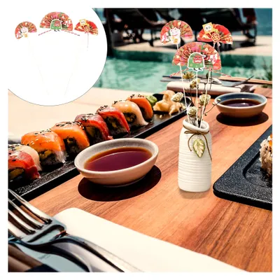 Produktbild von 3 Stück Japanische Papierfächer mit Holzstäbchen für die Dekoration von Blumenarrangements