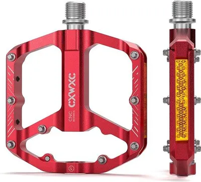 Produktbild von Famanu Fahrradpedale mit Reflektoren 9/16 Zoll - leicht, rutschfest, rot