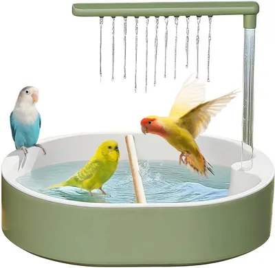 Produktbild von Vogeldusche für Wellensittiche – Wasserbrunnenbecken für Unzertrennliche, Nymphensittiche, Sittiche, Badeerlebnis