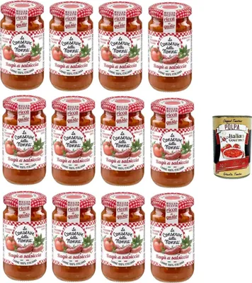 Produktbild von Le Conserve della Nonna- Sugo Ragù di Salsiccia Wurst-Ragù-Sauce 12x 190g + Italian Gourmet Polpa 400gr