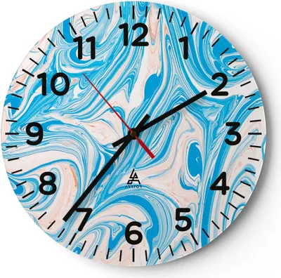 Produktbild von Wanduhr - Rund - Glasuhr - Abstraktion modern - 40x40cm - Schleichendes Uhrwerk - Lautlos - zum Aufhängen bereit - Dekoration Modern - Wanddekoration aus Glas - C4AR40x40-3781