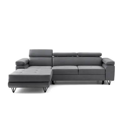 Produktbild von MUFFO Ecksofa NORIS L Links mit Schlaffunktion 128x203 Velours Dunkelgrau
