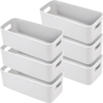 Immagine prodotto di Cestini rettangolari - Organizzatore per casa e ufficio - 6 pezzi - Grigio - Plastica
