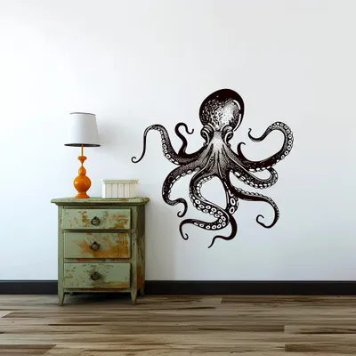 detailreicher schwarzer Oktopus – Decords Wandtattoo, Produktansicht 1