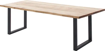 Produktbild von Esstisch 220x100 cm mit Baumkante, U-Gestell, Eiche massiv geölt, PARACATU-06