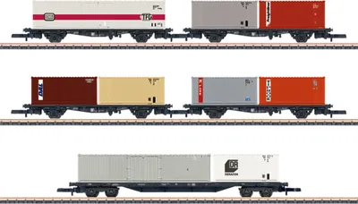 Zdjęcie produktu dla Märklin 82664 Z Zestaw 5 wagonów do transportu kontenerów, MHI (82664)