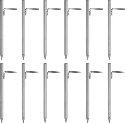 Obrázek produktu pro Kotva do země 12 ks 30 cm s L-hákem z pozinkované oceli - robustní kolík pro bezpečné upevnění stanů, pavilonů a plachet - ideální pro tvrdý podklad a kempování