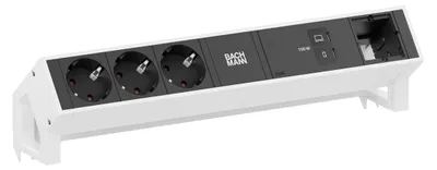 Imagen del producto de Escritorio BACHMANN DESK2, 3 enchufes CEE7/3, 1 puerto USB-C con carga de 100W, 1 canaleta de cable de 0,2 metros de longitud, color RAL9010