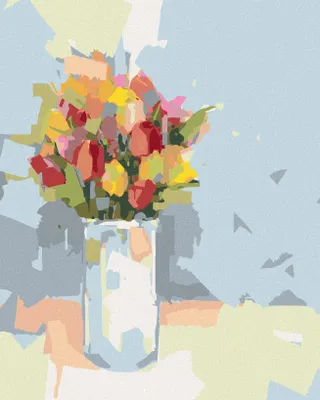Produktbild von Zuty - Malen nach Zahlen - TULPEN IN EINER WEISSEN VASE, 40x50 cm, mit Keilrahmen (bereits gespannt)