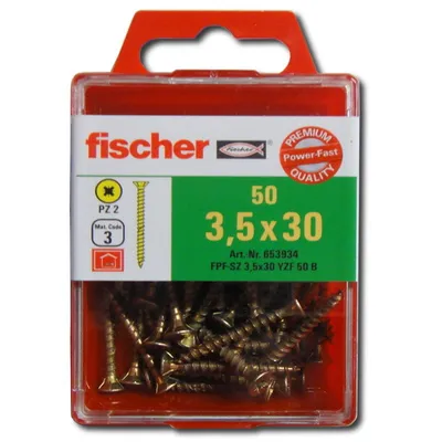 Produktbild von Fischer Power-Fast 3,5x30 Senkk. gevz VG PZ Box 653934 50Stk.