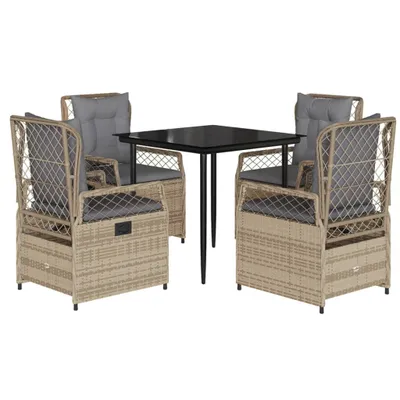 Immagine prodotto di vidaXL set da pranzo da giardino 5 pezzi con cuscini Beige poly rattan