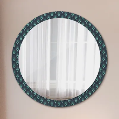 Produktbild von Ø100cm Spiegel - Glasrahmen mit Aufdruck - Wandspiegel Schlafzimmer - Floral Muster