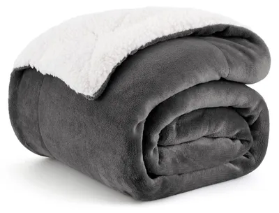 Produktbild von BEDSURE Sherpa Kuscheldecke Flauschig 150x200 - Sofadecke, Anthrazit