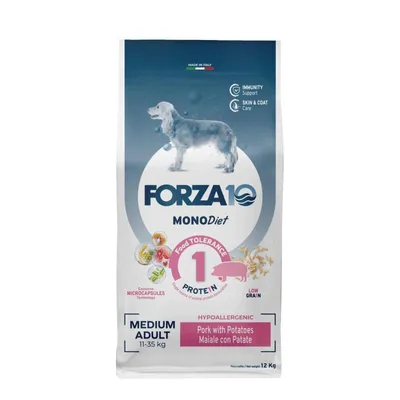Produktbild von Forza10 Medium MonoDiet Schweinefleisch mit Kartoffeln für Hunde 12kg , hypoallergen
