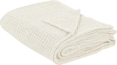 Zdjęcie produktu dla BELIANI Narzuta na łóżko jasnobeżowa bawełniana 220 x 240 cm z gofrową teksturą salon sypialnia tekstylia