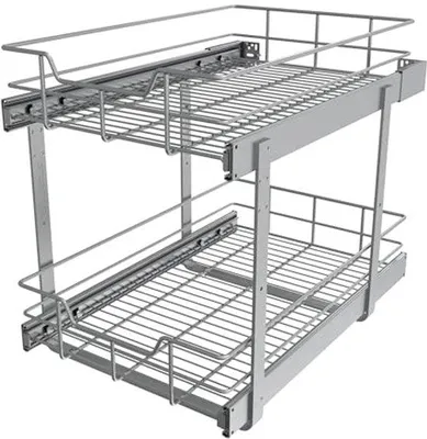 Produktbild von Famanu Drahtkorb 2-lagig mit ausziehbarem Regal für Küchenschränke - 24" x 24"