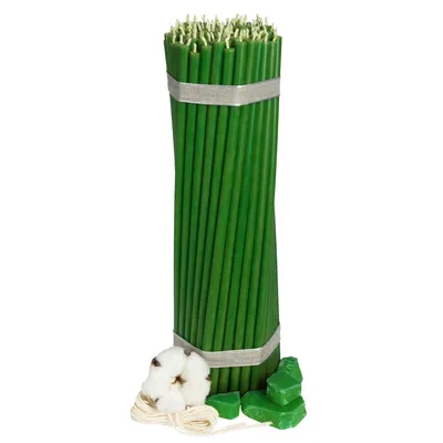 Immagine prodotto di Candele ecclesiastiche in cera d'api verde n. 30 – 100 pezzi (29,5 cm, durata di combustione 150 min)