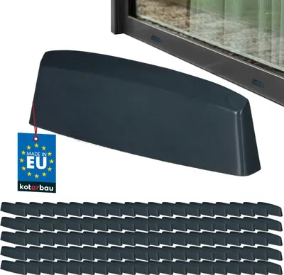 Produktbild von KOTARBAU® 100er Set Wasserschlitzkappen Fensterabflusslochkappen 45 mm ASA-Kunststoff Anthrazit Fensterentwässerung Entwässerung Fenster PVC Schutz Abdeckung