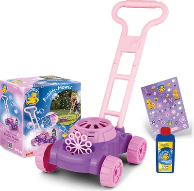 Produktbild von PUSTEFIX Bubble-Mower Rasenmäher pink inkl. 250 ml. Seifenblasenflüssigkeit und Sticker