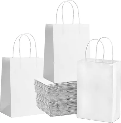 Produktbild von Papiergeschenkbeutel weiß - Set von 40 Stück für Feier, Geburtstag, Hochzeit