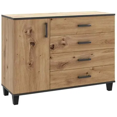 Produktbild von Kommode P2, Sideboard mit Tür & 4 Schubladen,Eiche Artisan, Loft Stil