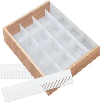Produktbild von Weisse Schubladen-Organisierer 8-teilig verstelltbar 38x7cm Küchenlade