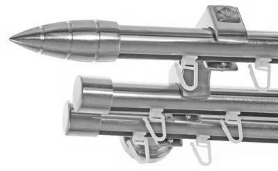 Produktbild von Innenlauf Gardinenstange Ø 20mm Metall Edelstahl Look 3-läufig Wandträger H60III