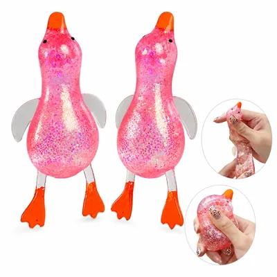 Produktbild von Stressball 2er Set Enten Squishy Anti Stress Spielzeug, weicher Knautschball langsam rückfedernd zur Stressabbau & Entspannung