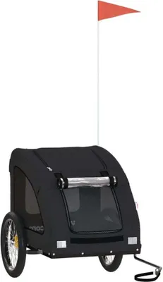 Obrázek produktu pro vidaXL Přívěs na jízdní kola Dogs Black Oxford Fabric a Iron