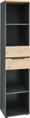 Produktbild von Regal - 45 x 197 cm - Graphit Nachbildung - Artisan Eiche Nachbildung - 2 Schubladen