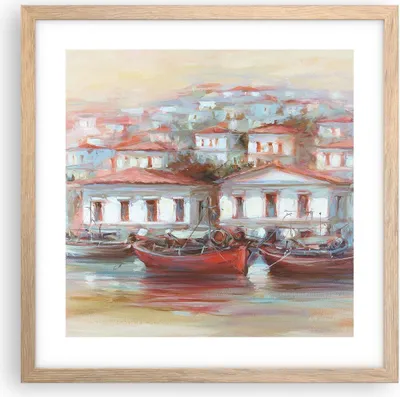 Produktbild von Gerahmtes Poster - Rahmen in heller Eiche - Bild Segelboot Hafen - 40x40 cm - Wand Bild - Wanddeko - Wandbilder - Kunstposter - Wandposter - Bilderrahmen - Bilder - Kunstdruck - P2NAC40x40-4937
