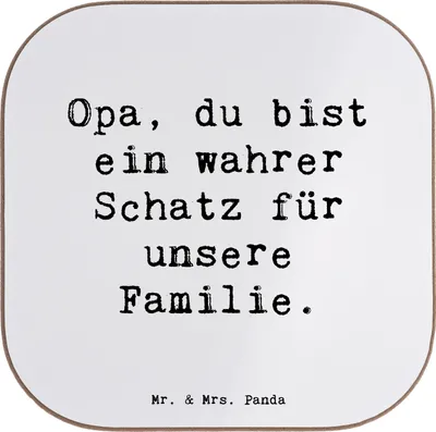 Produktbild von Mr. & Mrs. Panda Untersetzer für Gläser Spruch Opa Schatz - Weiß - Geschenk, wahrer, Tassenuntersetzer, danke, Aufmerksamkeit, Tischuntersetzer, bieruntersetzer, Bedanken