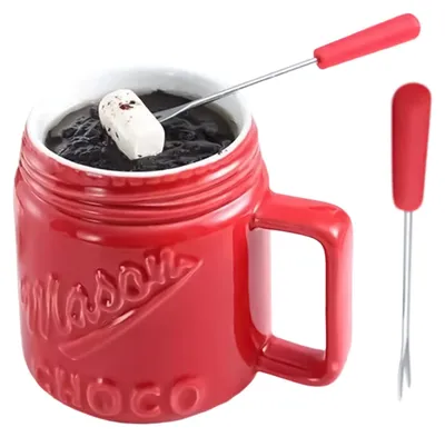 Produktbild von Miniatur-Keramik-Fondue-Schalen, hitzebeständig, mit Gabel