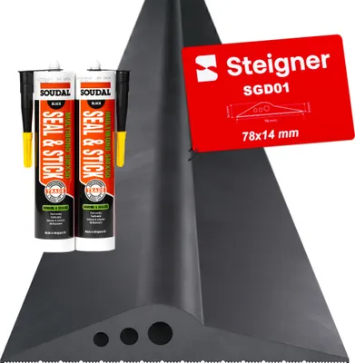 Produktbild von STEIGNER Garagentor Bodenabdichtung 3,5m aus EPDM 14mm x 78mm SGD01 - Garagentor-Schwellendichtungsset mit 2x Montagekleber, Türdichtung für alle Torarten - Zugluftstopper, Kälteschutz
