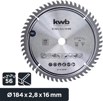 Image de kwb 586168 Lame de scie circulaire en carbure 184 x 16 mm 1 pc