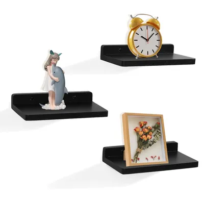 Produktbild von Kleines schwebendes Regal, 12,7 x 21,6 cm, 3er-Set kleine Wandregale für Schlafzimmer, Wohnzimmer, Badezimmer, Küche, Büro (schwarz)
