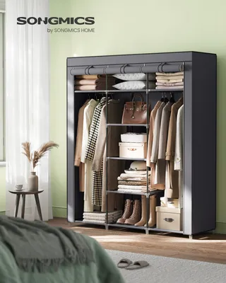 Produktbild von SONGMICS Kleiderschrank faltbare Garderobe mit Kleiderstangen