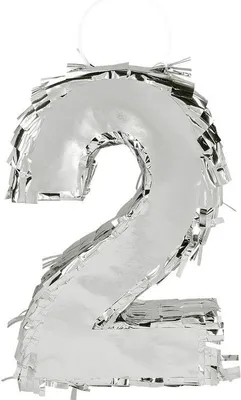 Produktbild von Boland Pinata Zahl 2, glitzernd silber, für Geburtstag & Jubiläum, 25x16x5 cm