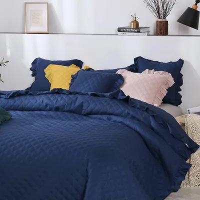 Zdjęcie produktu dla granatowa pikowana kołdra dwustronna 160x220CM PLED FALBANKS RUFFY