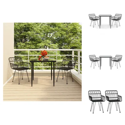 Produktbild von vidaXL 3-tlg. Garten-Essgruppe Schwarz Poly Rattan -  Gartenmöbel-Sets