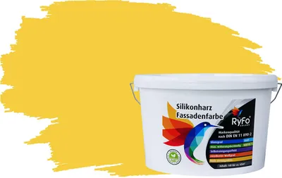 Produktbild von RyFo Colors Silikonharz Fassadenfarbe Lotuseffekt Trend Nektarinengelb 10l - bunte Fassadenfarbe, weitere Gelb Farbtöne und Größen erhältlich, Deckkraft Klasse 1