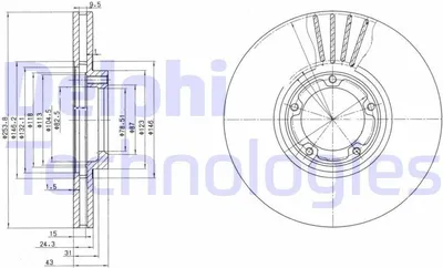 Produktbild von 2x DELPHI Bremsscheibe BG3365 für FORD Transit Mk4 Pritsche/Fahrgestell (VE83)