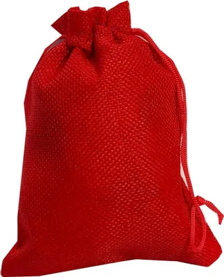 Produktbild von Jutesäckchen, Jute Beutel mit Kordelzug, Leinen-Säckchen Sackleinen Taschen, Klein Geschenksäckchen für Schmuck DIY Handwerk Hochzeit Party Weihnachte (Rot,1 Stück, 10x14 cm)