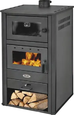 Immagine prodotto di Stufa a legna Blist BRM - 14 kW con forno - Antracite + accessori