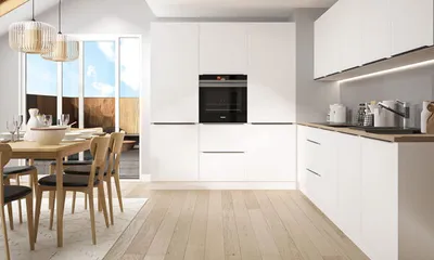 Immagine prodotto di Mobile cucina "Bonn" blocco cucina 300cm completamente allungabile bianco opaco frontale bianco