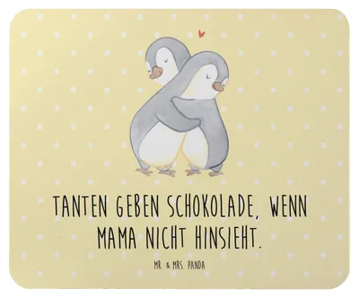 Produktbild von Mr. & Mrs. Panda Mauspad Tante Schokolade - Gelb Pastell - Geschenk, Geheimnisse, Freuden, Nichte, computer mousepad, laptop, Mouse Pad, Verwandtschaft, handgemacht, Spaß