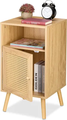 Immagine prodotto di Comodini - Set di 2 - Ante a battente - Aspetto legno - 72 x 40 x 39 cm - Ripiano aperto - Ideali per la camera da letto - Stile naturale