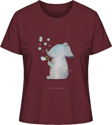 Produktbild von Mr. & Mrs. Panda Oberteil Damen Elefant Seifenblasen Größe XL - Burgundy - Geschenk, Elefanten, Liebe, Basic Shirt, Heimat, T-Shirt, Frauen, Lustige Sprüche, Liebesspruch