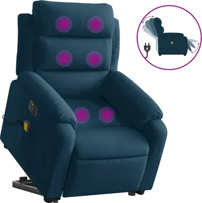 Produktbild von vidaXL Massagesessel mit Aufstehhilfe Elektrisch Blau Samt