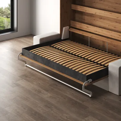 Produktbild von Schrankbett 160x200 Horizontal M2 (Tiefe 55cm) inkl.SOFA Sandgrau  Wildeiche